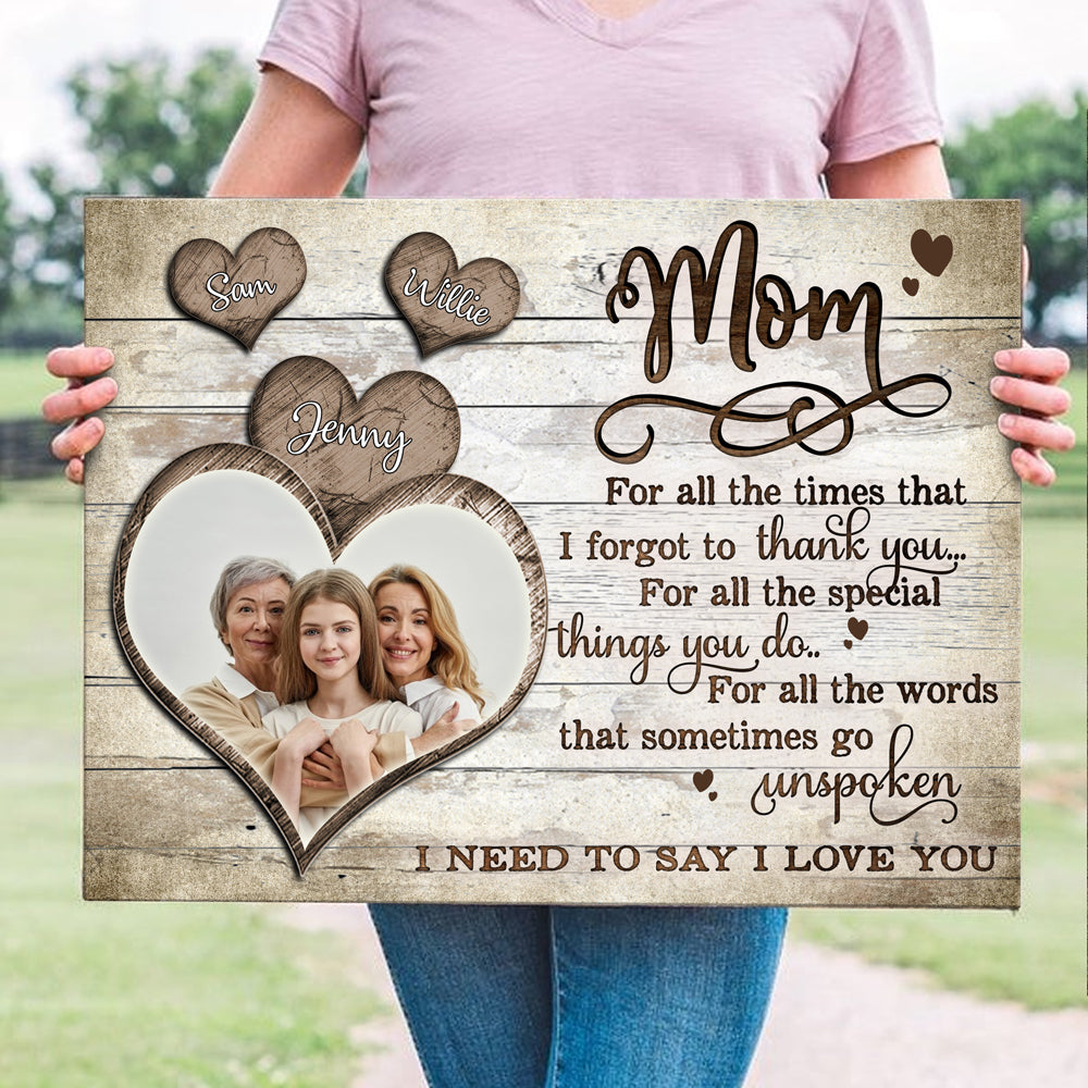 Personalized Thank You Mom Canvas, Unique Photo Gift For Mom From Daughter  Or Son