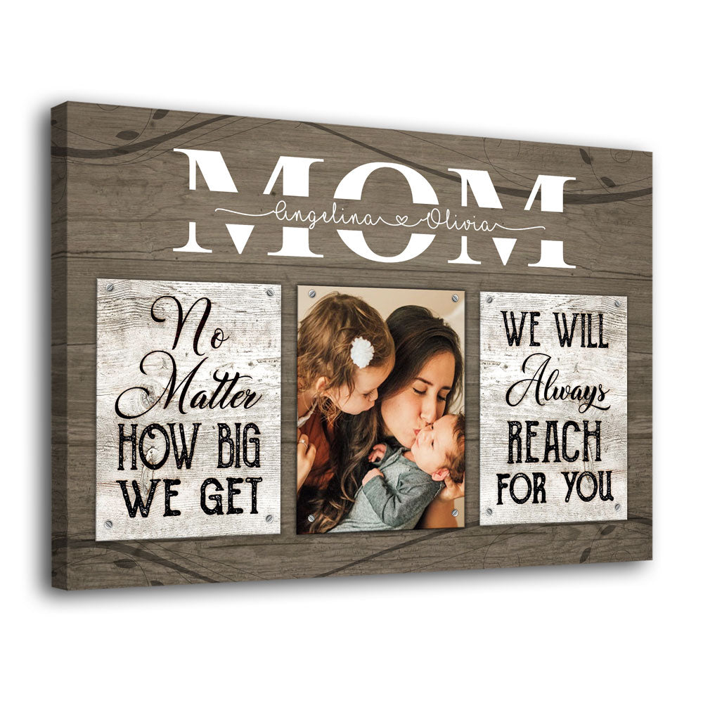 Mom And Kids We'll Always Reach For You Meaningful Personalized Canvas