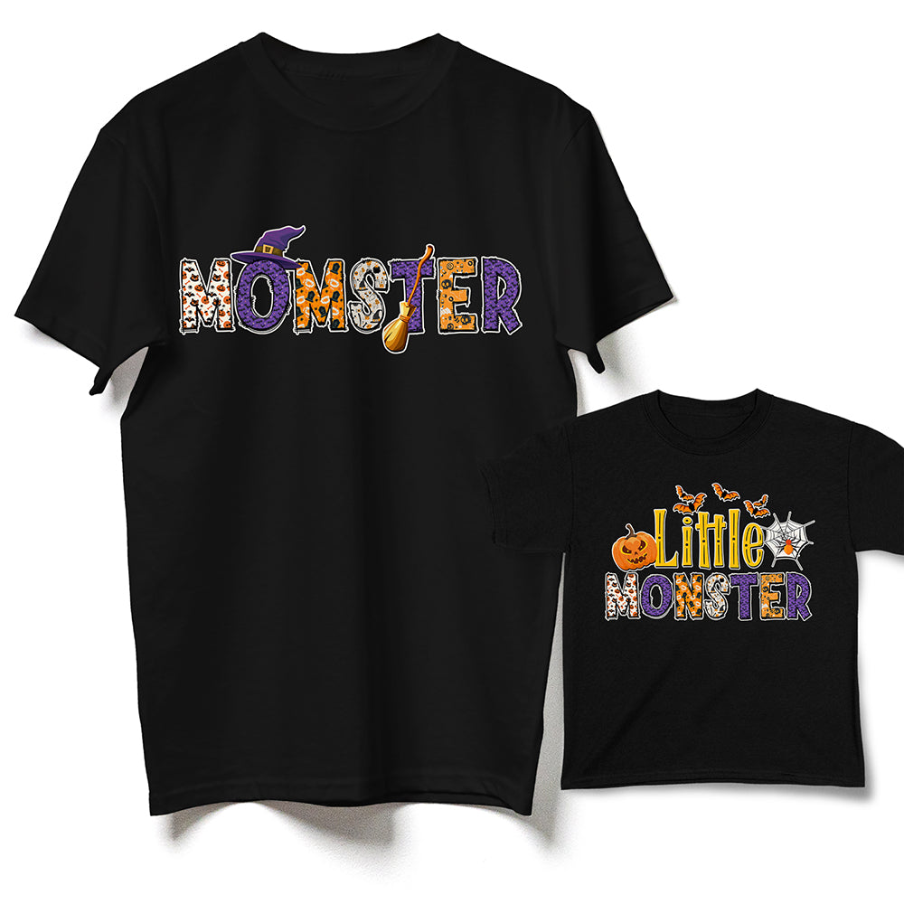 Momster Little Monster Mother And Kid Halloween Funny Matching Shirt