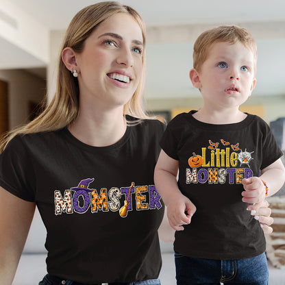 Momster Little Monster Mother And Kid Halloween Funny Matching Shirt