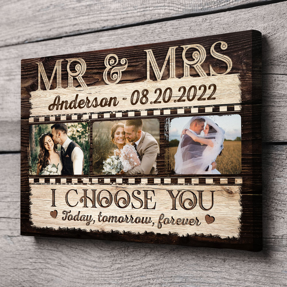 Mr & Mrs I Choose You Wedding Anniversary Couple Personalized Canvas