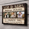 Mr &amp; Mrs I Choose You Wedding Anniversary Couple Personalized Canvas