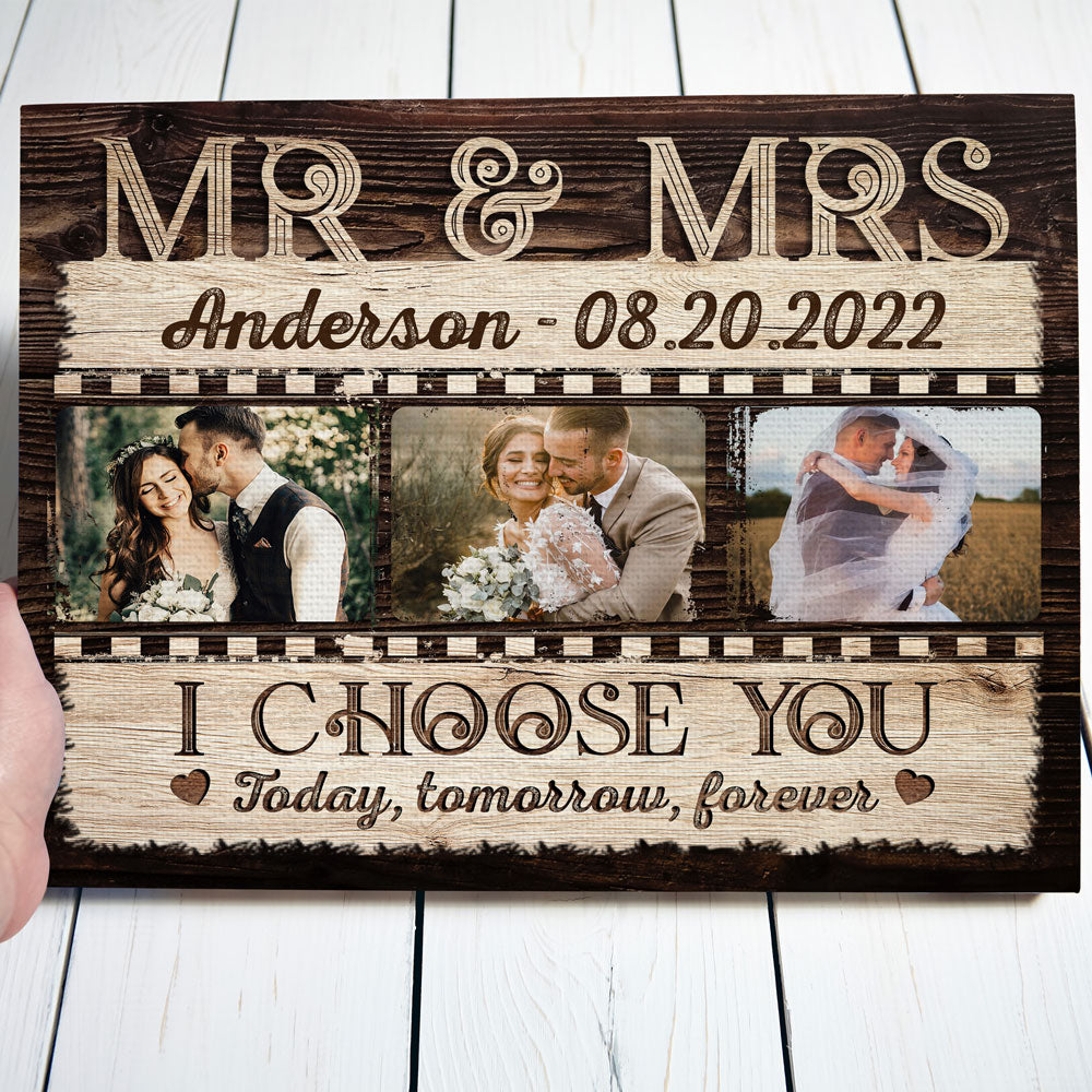 Mr & Mrs I Choose You Wedding Anniversary Couple Personalized Canvas