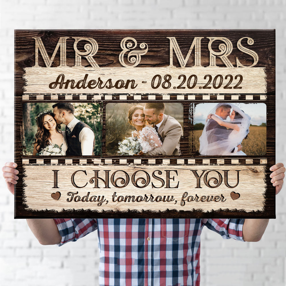 Mr & Mrs I Choose You Wedding Anniversary Couple Personalized Canvas