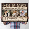 Mr &amp; Mrs I Choose You Wedding Anniversary Couple Personalized Canvas