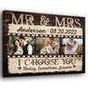 Mr &amp; Mrs I Choose You Wedding Anniversary Couple Personalized Canvas