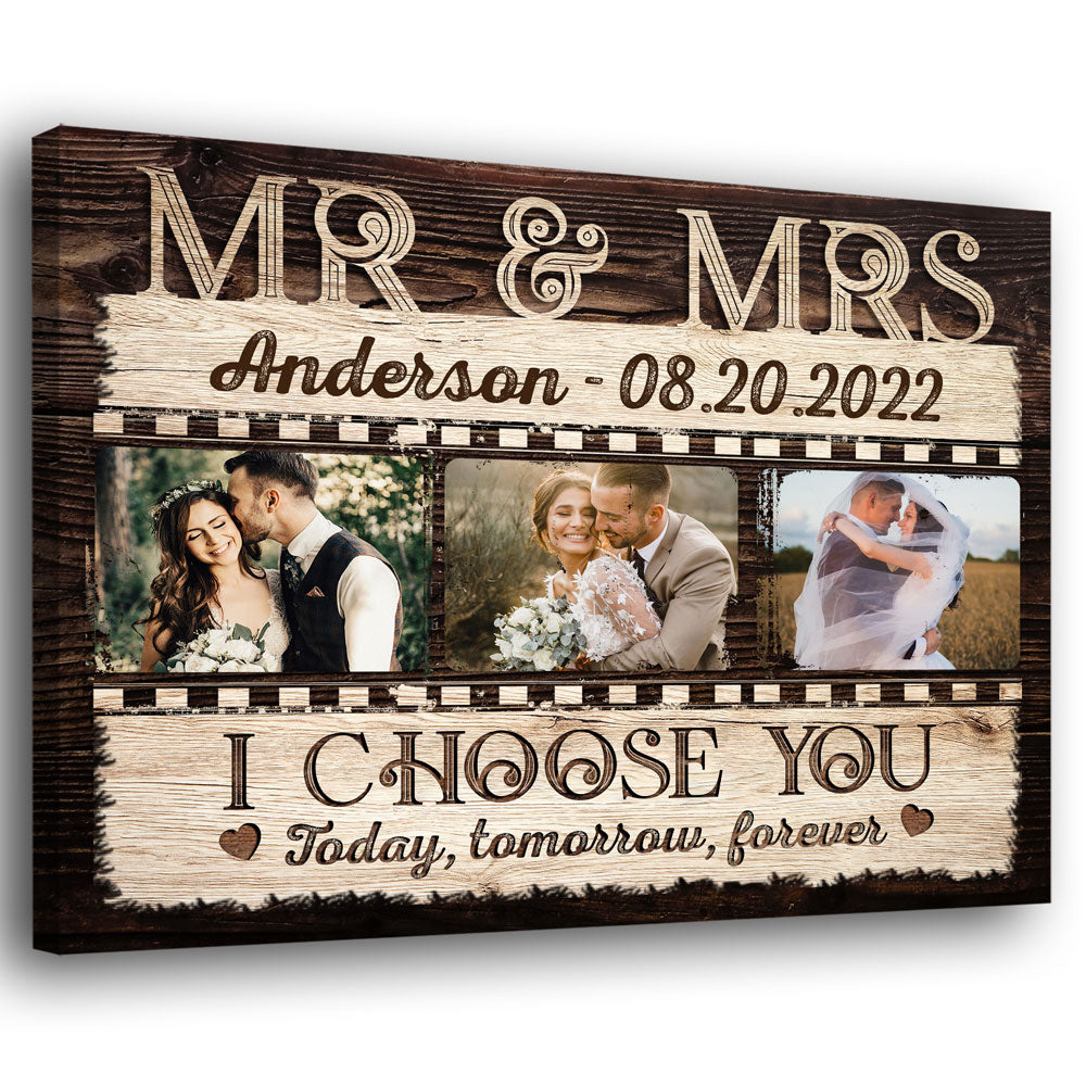 Mr & Mrs I Choose You Wedding Anniversary Couple Personalized Canvas