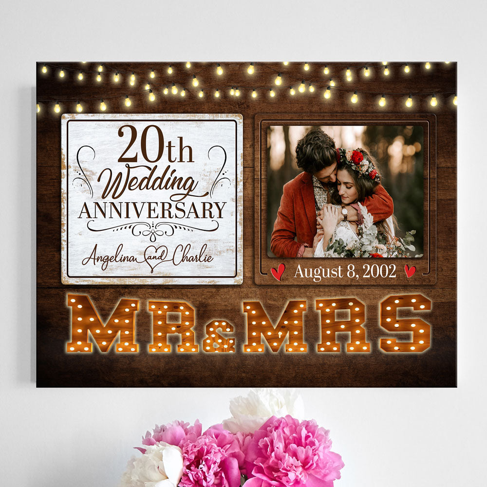 Mr & Mrs Wife Husband Wedding Anniversary Personalized Canvas
