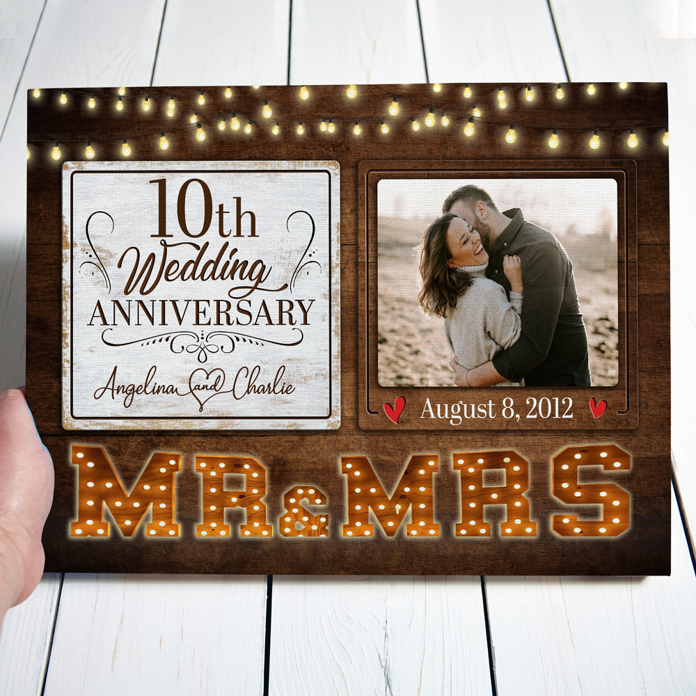 Mr & Mrs Wife Husband Wedding Anniversary Personalized Canvas