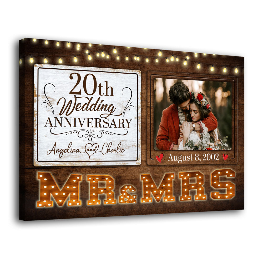 Mr & Mrs Wife Husband Wedding Anniversary Personalized Canvas