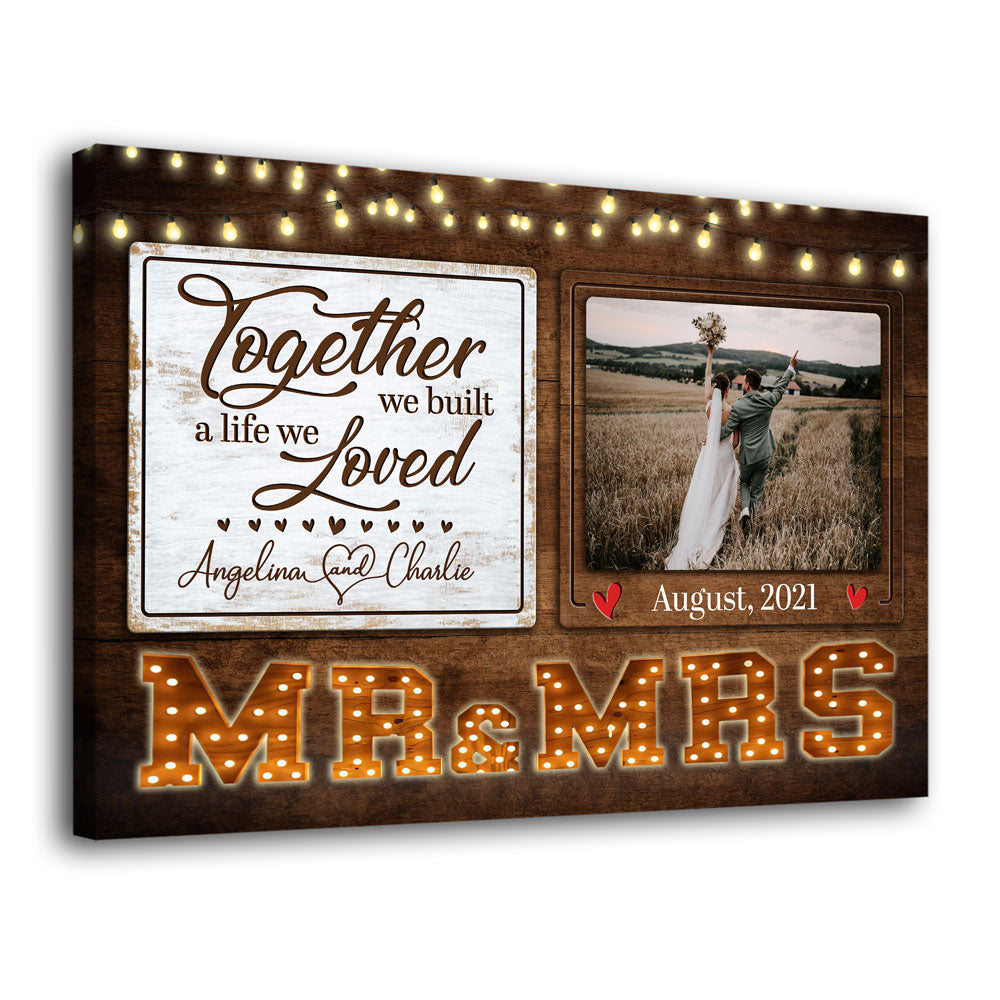 Mr Mrs Wife Husband Built Life Wedding Anniversary Personalized Canvas