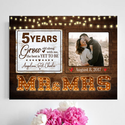 Mr & Mrs Wife Husband Grow Old Wedding Anniversary Personalized Canvas