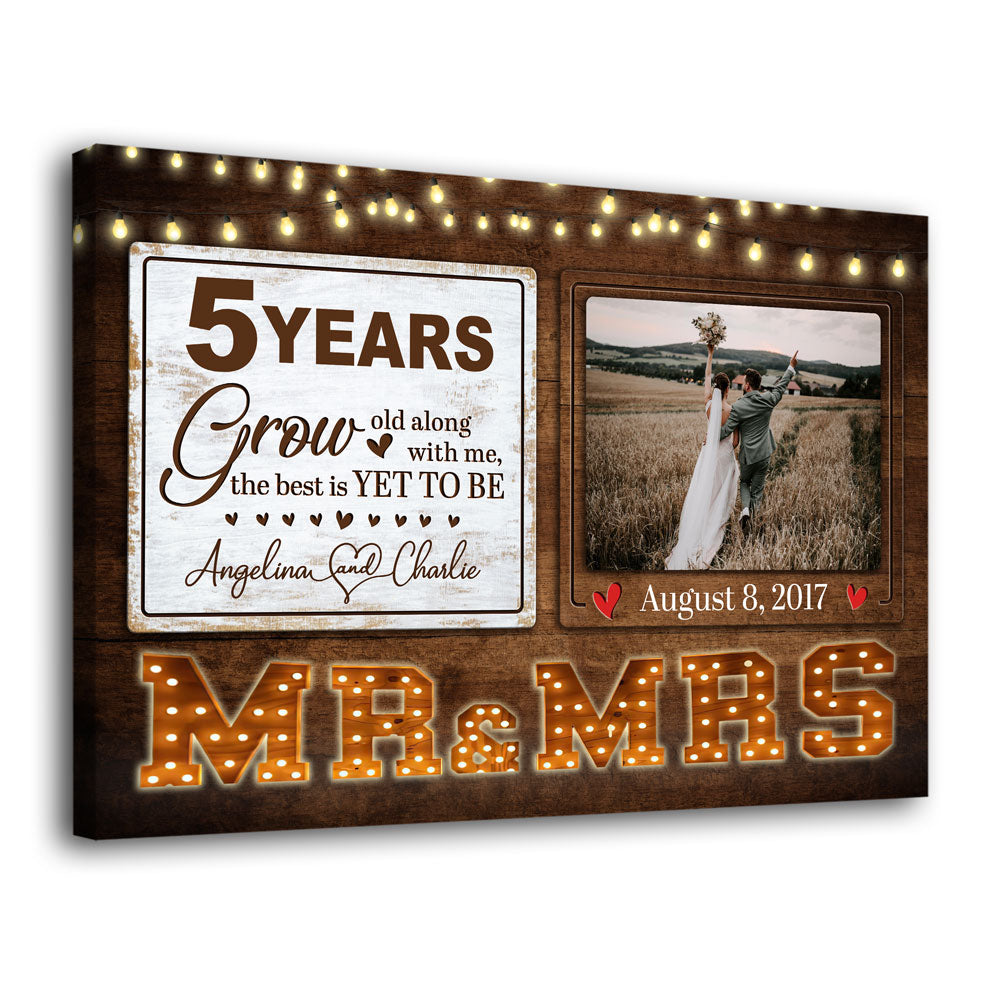 Mr & Mrs Wife Husband Grow Old Wedding Anniversary Personalized Canvas