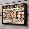 Mr Mrs Wife Husband Love Wedding Anniversary Year Personalized Canvas