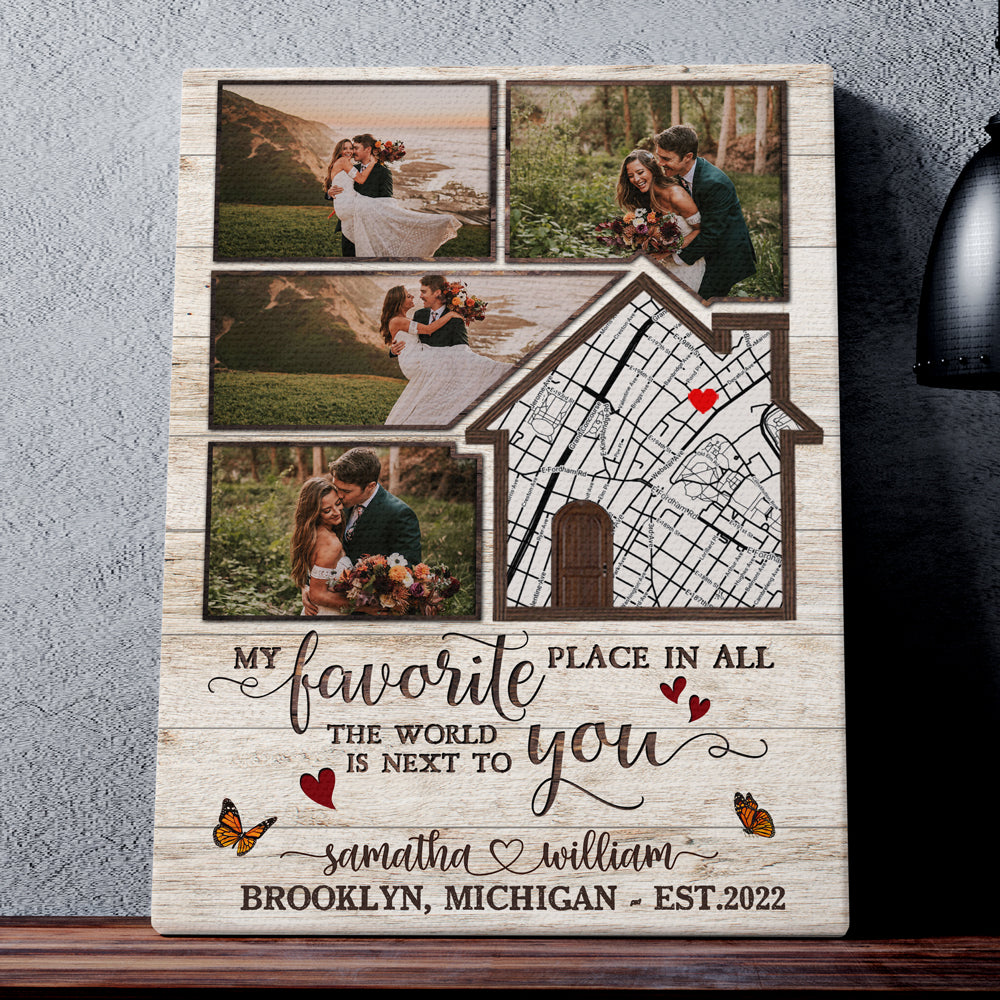 My Favorite Place's Next To You Couple Anniversary Personalized Canvas