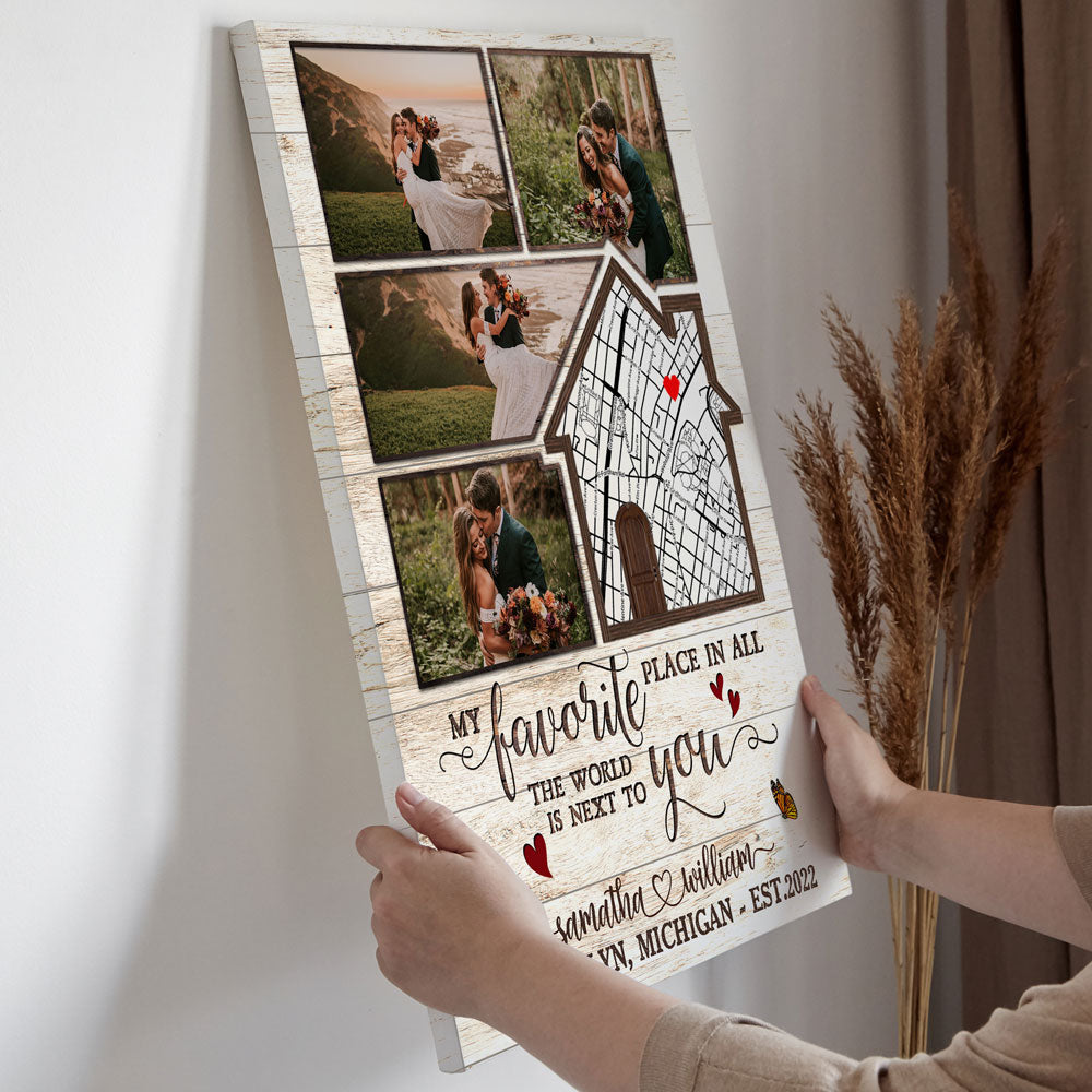 My Favorite Place's Next To You Couple Anniversary Personalized Canvas