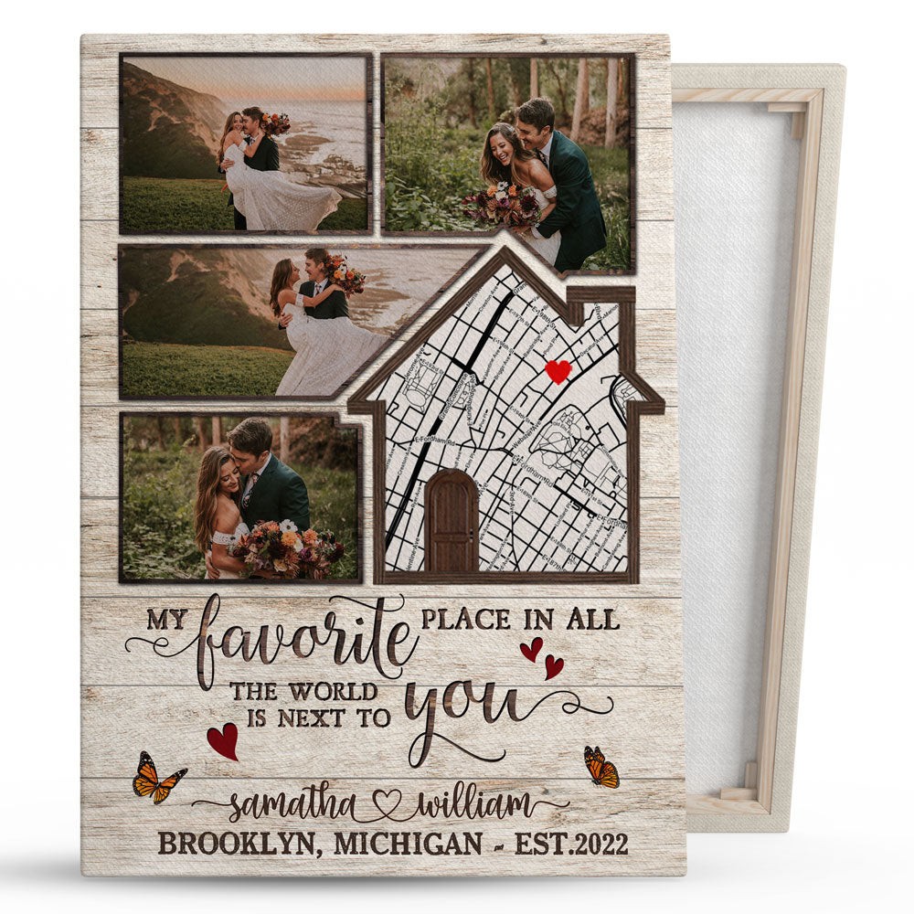 My Favorite Place's Next To You Couple Anniversary Personalized Canvas