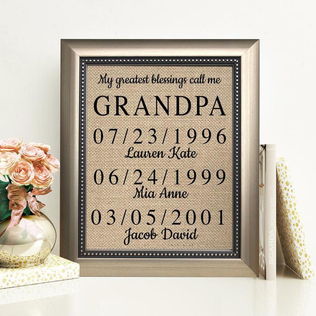 Personalized My Greatest Blessings Call Me Grandpa Poster Canvas  Gift For Grandfather