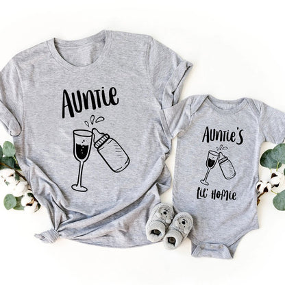 New Aunt And Baby Wine Lovers Funny Matching Personalized Shirt