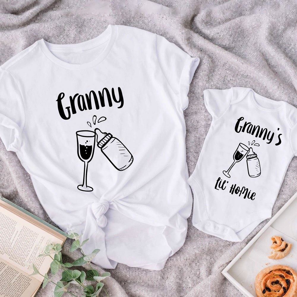 grandma and baby matching shirts