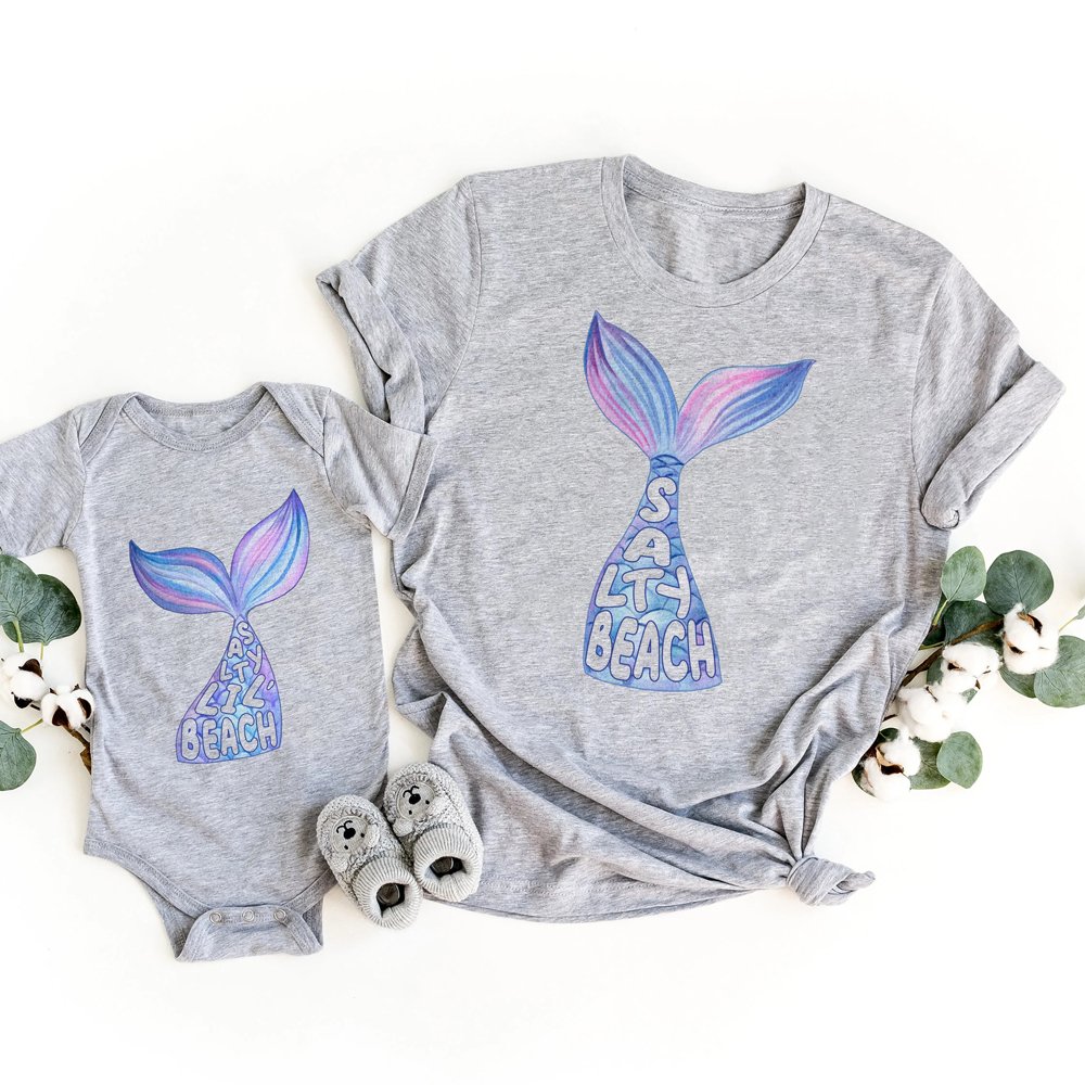 New Mom Mermaid Beach Mom And Baby Matching Shirt