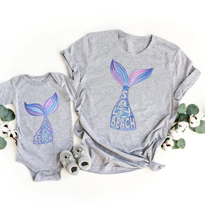 New Mom Mermaid Beach Mom And Baby Matching Shirt