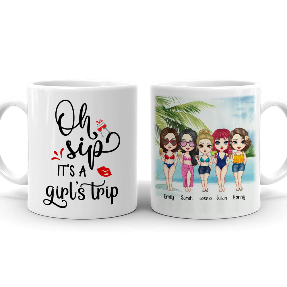 Oh Sip It's A Girls Trip Best Friends Ladies Vacation Personalized Mug