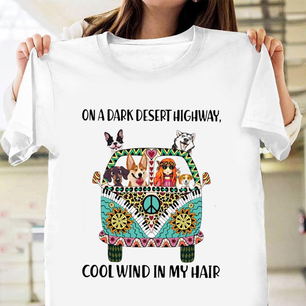 On a dark desert highway sale t shirt dogs