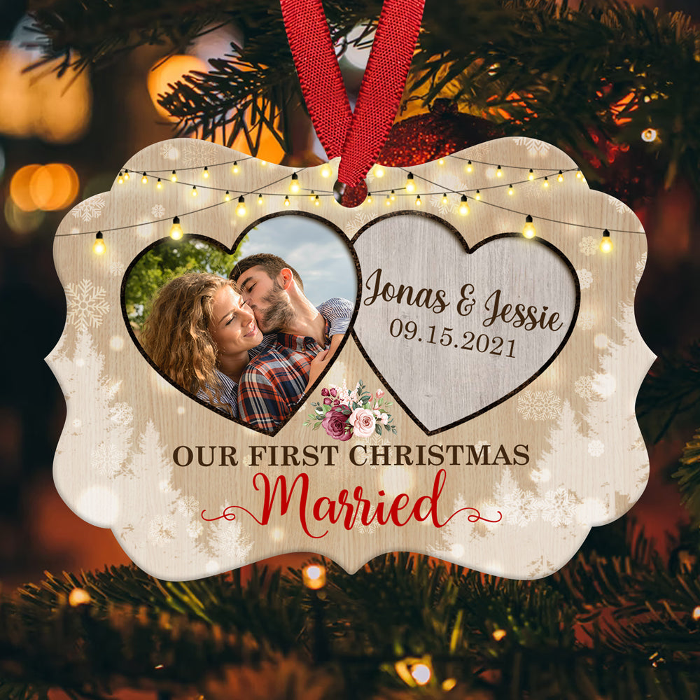 Our 1st Christmas Married Photo Ornament Personalized Gift For Couple