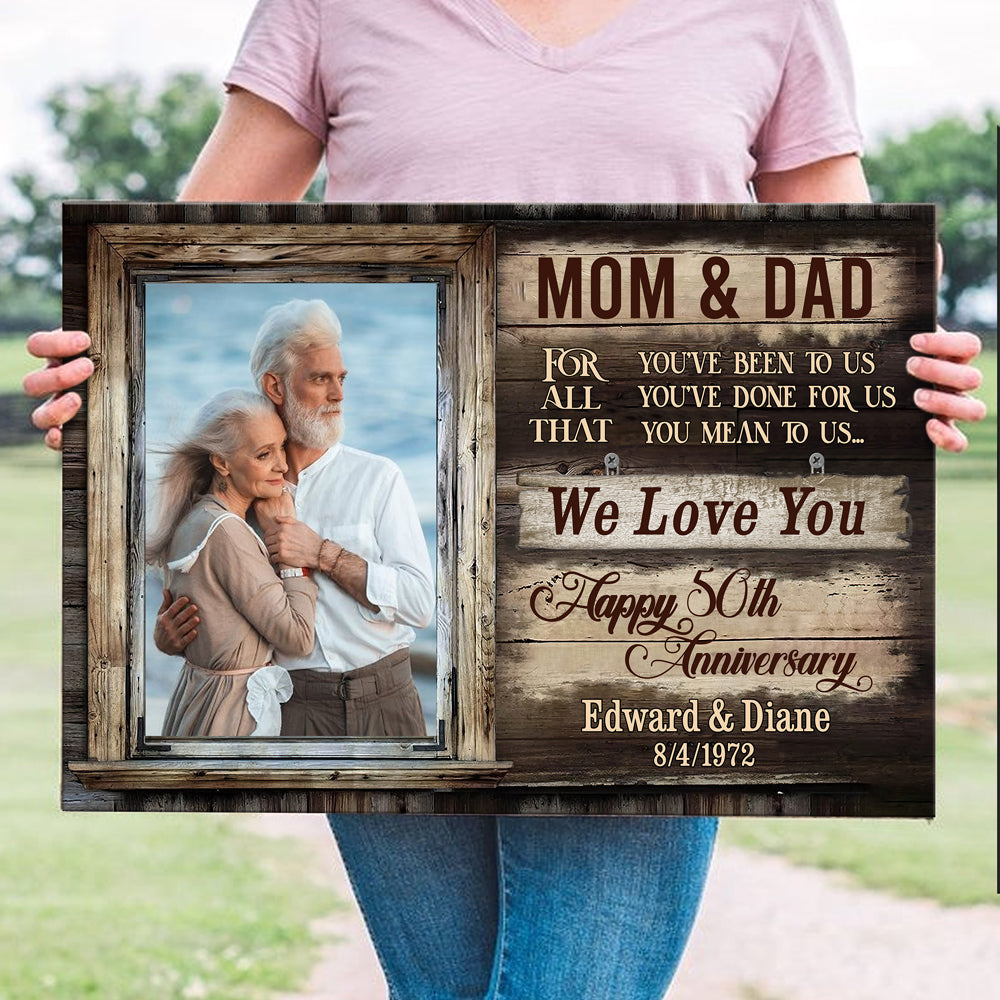 Parent Mom Dad Happy 50 Anniversary Personalized Canvas - Vista Stars -  Personalized gifts for the loved ones