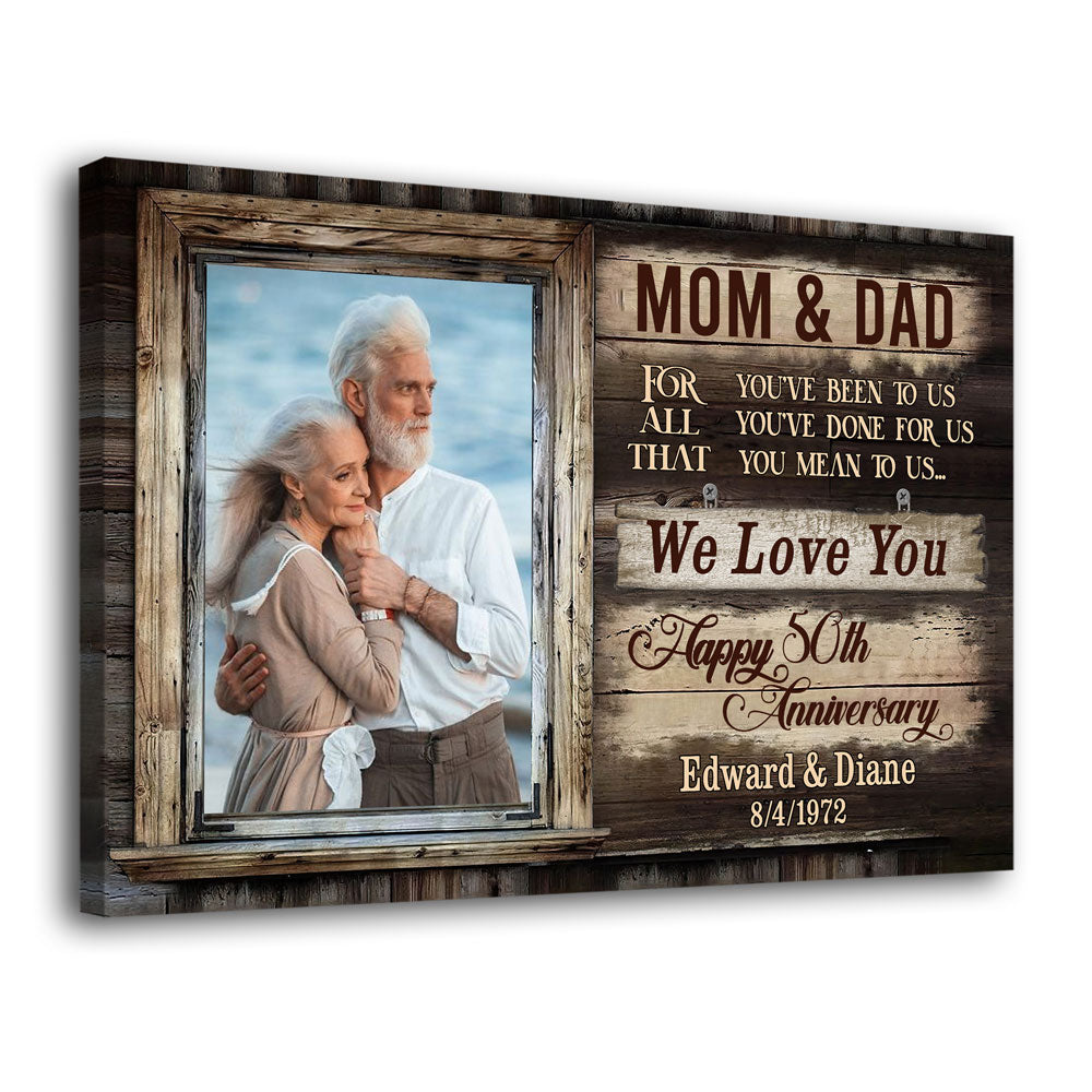 Parent Mom Dad Happy 50 Anniversary Personalized Canvas