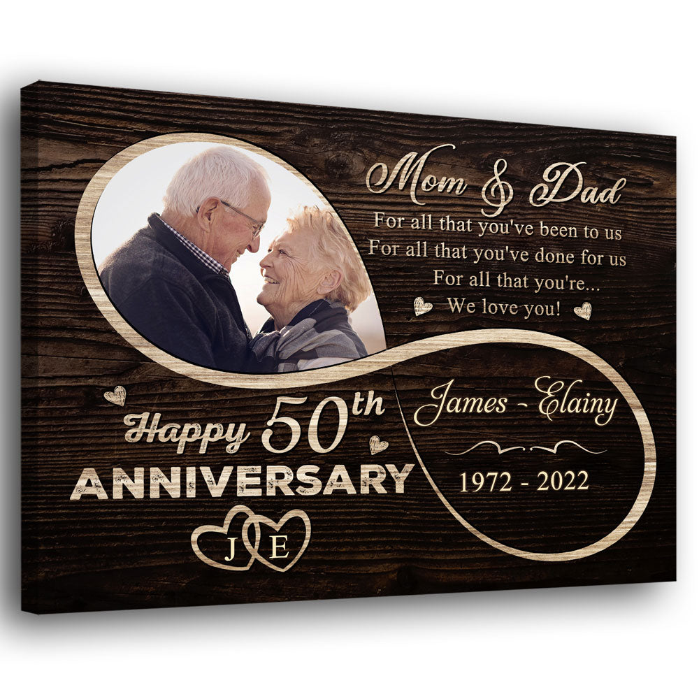 Parent Mom Dad We Love You 50th Anniversary Personalized Canvas