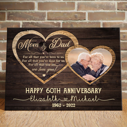 Parents Anniversary Mom And Dad We Love You Personalized Canvas