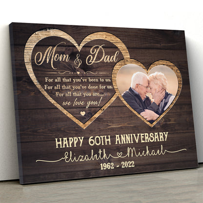Parents Anniversary Mom And Dad We Love You Personalized Canvas