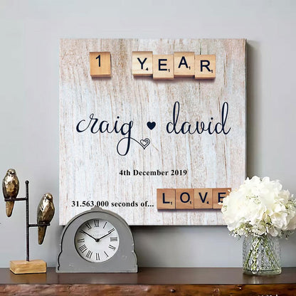 Personalized 1 Year Anniversary Gift For Wife, First Anniversary Gift For Husband Canvas
