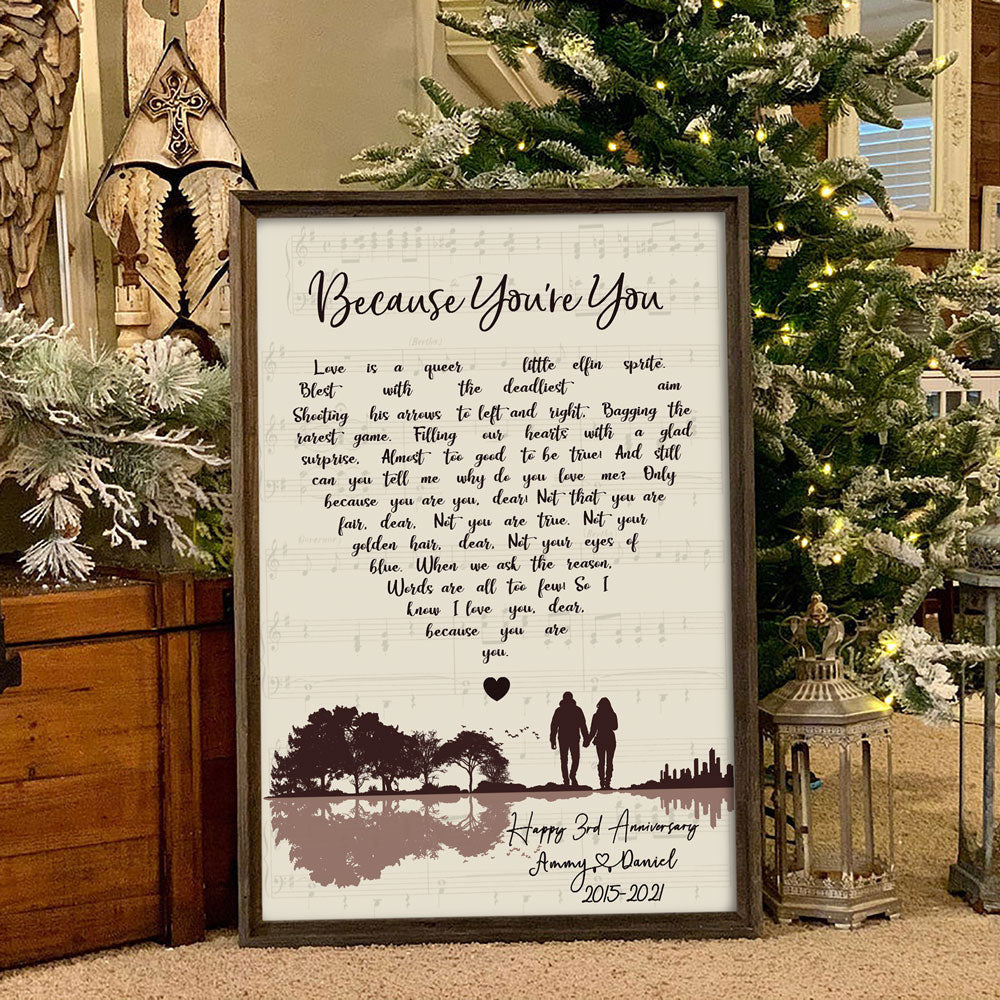 60387-Personalized Anniversary Gift For Couple Because You're You Custom Couple Name Poster H0