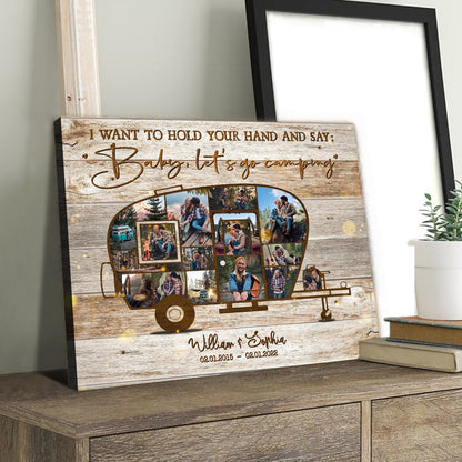 Anniversary Camping Couple Baby Let's Go Camping Personalized Canvas