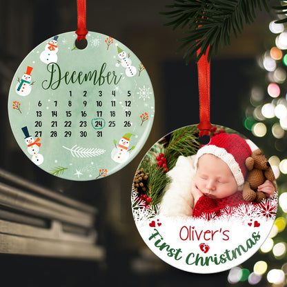 57742-Personalized Baby's First Christmas Ornament, New Baby Gift, Photo Christmas Ornament H1