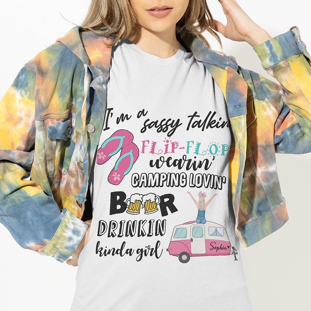 Personalized Camping Kinda Girl Funny Tshirt