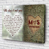 63201-Personalized Couple The Day I Met You Green Wood Trunk Heart Wrapped Canvas Gift For Her For Him H2