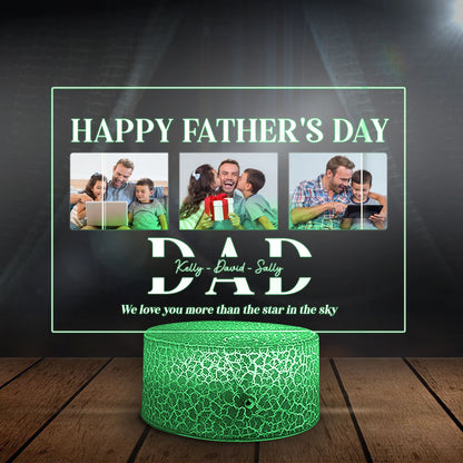 DadPersonalized Dad 3 Image With Message Acrylic Panel Night Light
