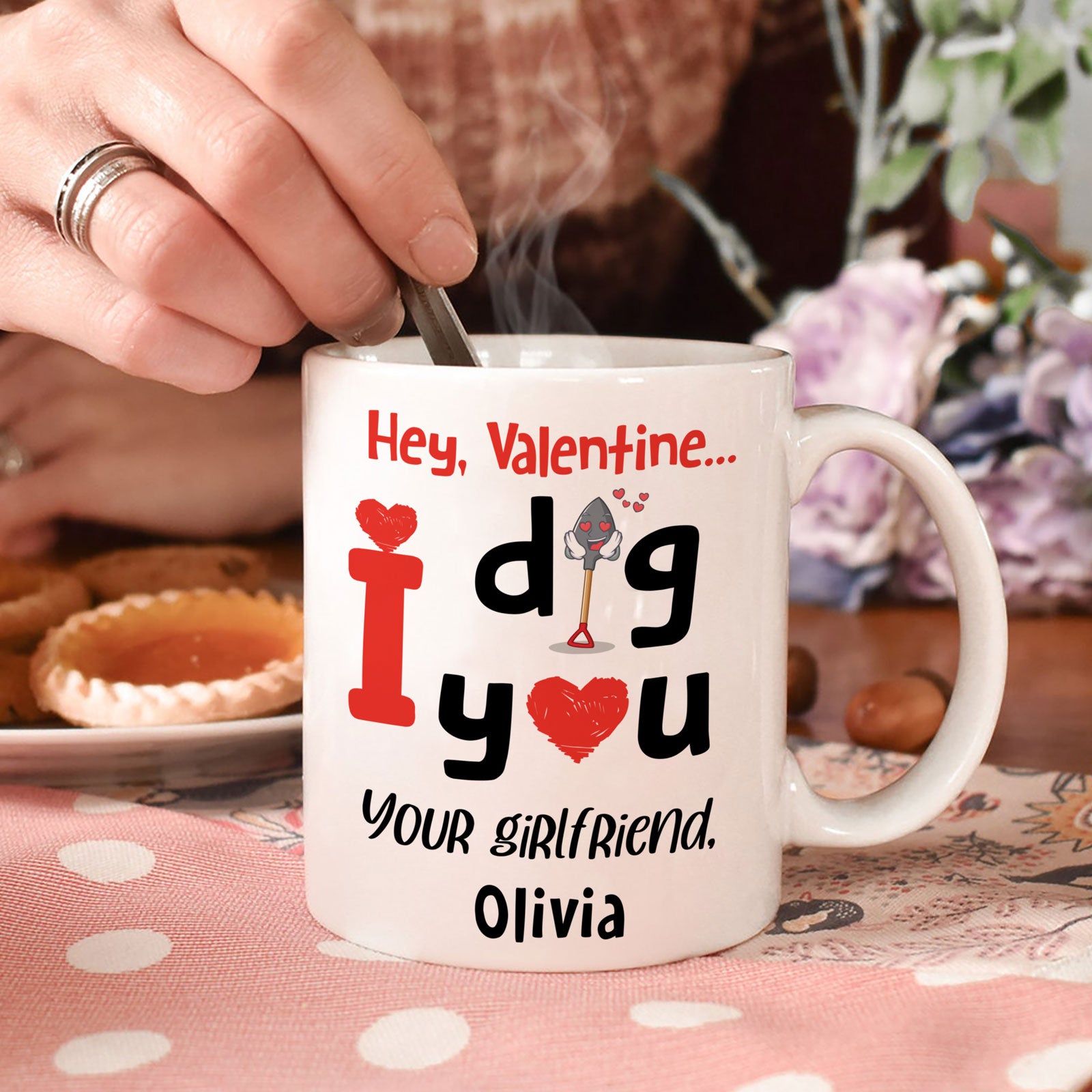 Personalized Custom I Love My Girlfriend Valentines Couples Coffee