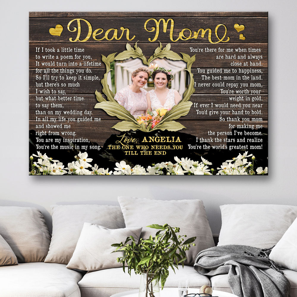 Personalized Canvas To My Parents On My Wedding Day, Custom Wedding Gift  For Parent Of Bride, Gifts For Parents Of The Bride - Best Personalized  Gifts For Everyone