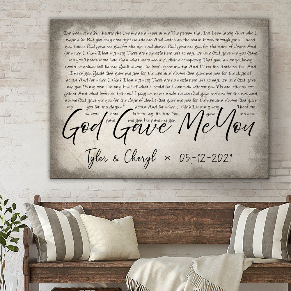 Personalized Gift for Wife For husband God Gave me You Lyrics Canvas IO04211006001CAVNTRD mk1