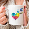 Grandma Heart Colorful Hands Custom Grandkids Name Personalized Mug