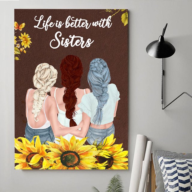 Life Is Better With Sisters Personalized Canvas For Friends