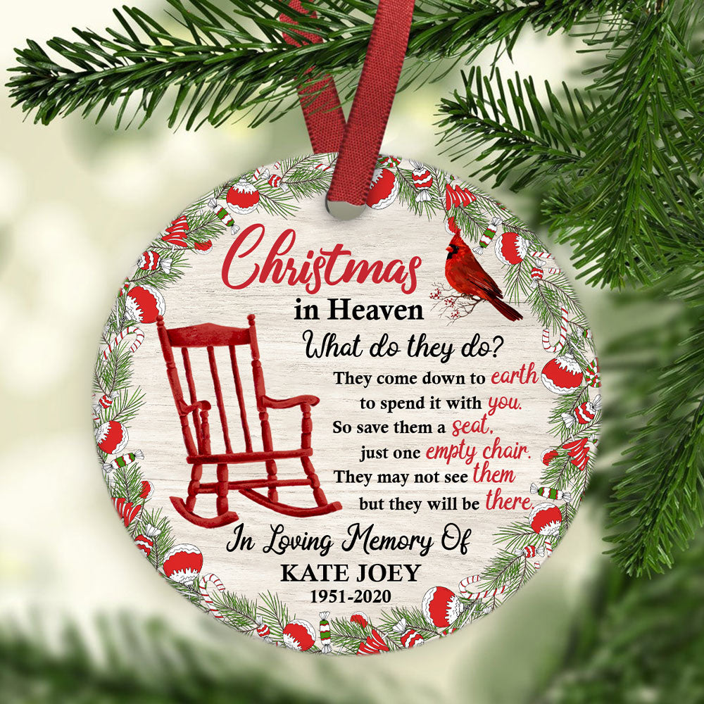 57661-Personalized Memorial Christmas Ornament, Christmas In Heaven Memorial Ornament H0