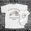 Personalized Gift For Dad And Baby Our First Father&#39;s Day Elephant Baby Grow Matching Shirts