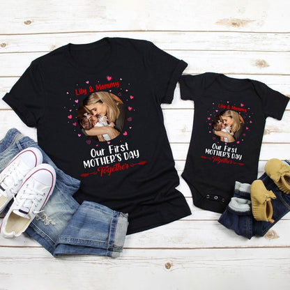 Personalized Our First Mothers Day Together Matching Shirts & Baby Onesies