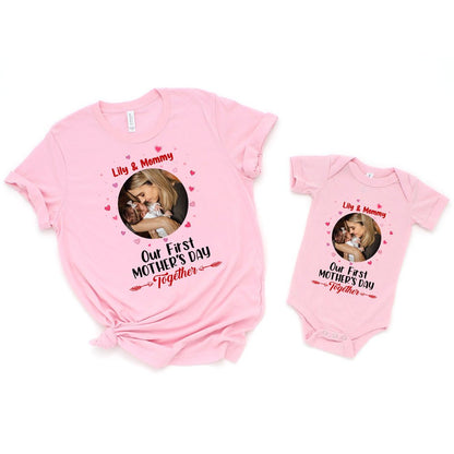 Personalized Our First Mothers Day Together Matching Shirts & Baby Onesies